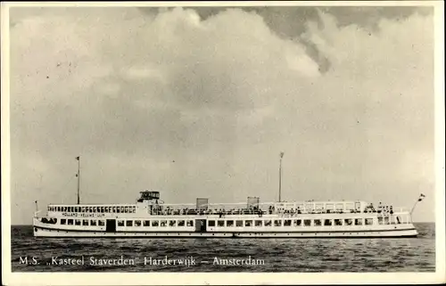 Ak MS Kasteel Staverden, Linie Harderwijk - Amsterdam, Fährschiff