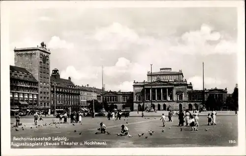 Ak Leipzig in Sachsen, Augustusplatz, Neues Theater und Hochhaus