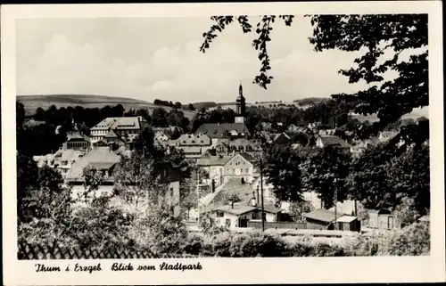 Ak Thum im Erzgebirge Sachsen, Blick vom Stadtpark