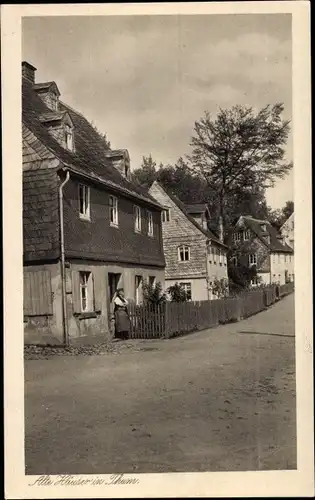 Ak Thum im Erzgebirge Sachsen, Alte Häuser, Straßenpartie