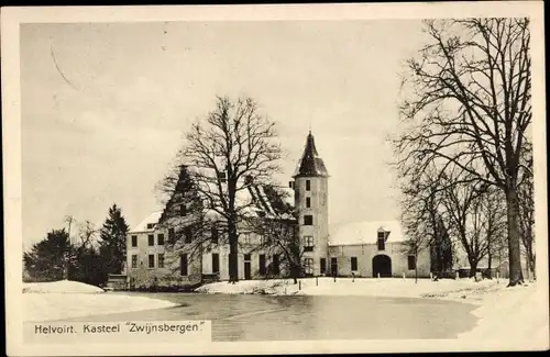 Ak Helvoirt Nordbrabant, Kasteel Zwijnsbergen, Blick auf Schloss im Schnee