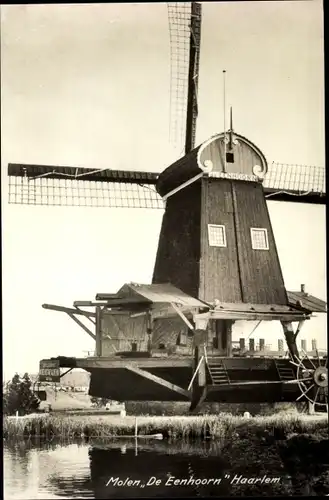 Ak Haarlem Nordholland Niederlande, Molen De Eenhoorn