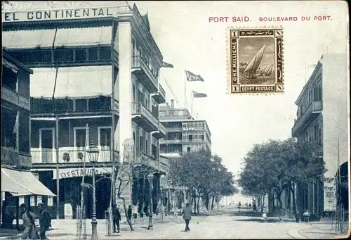Ak Port Said Ägypten, Boulevard du Port, Blick auf das Hotel Continental