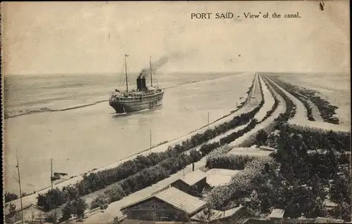 Ak Port Said Ägypten, Vue du canal