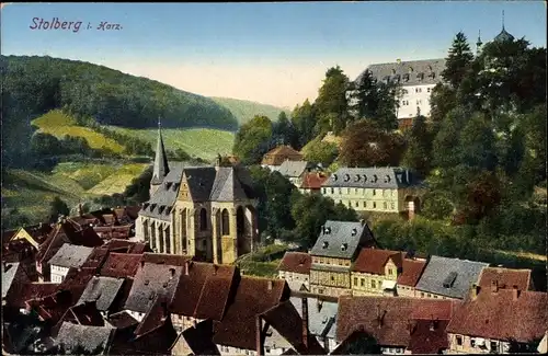 Ak Stolberg im Harz, Panorama mit Kirche