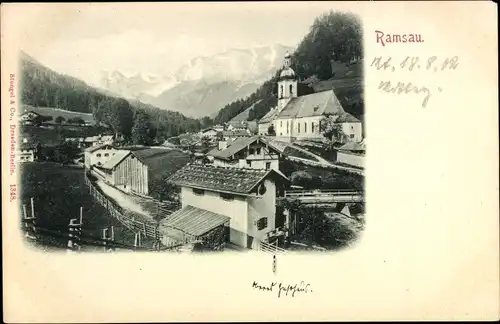Ak Ramsau im Berchtesgadener Land Oberbayern, Panorama vom Ort