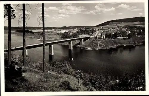 Ak Saalburg Ebersdorf in Thüringen, Neue Brücke, Landschaft, Wohnhäuser