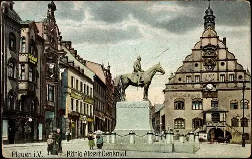 Ak Plauen im Vogtland, König Albert Denkmal