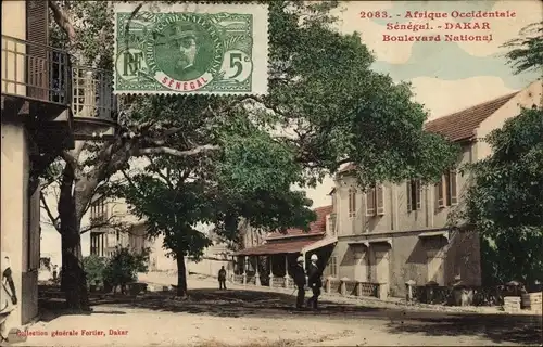 Ak Dakar Senegal, Afrique Occidentale, Boulevard National, Straßenpartie