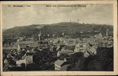 Ak Arnstadt in Thüringen, Blick vom Schlossturm auf die Alteburg, Opfertag 1919