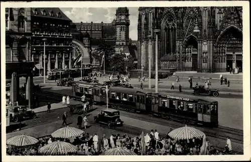 Ak Köln am Rhein, Domvorplatz, Straßenbahn, Reklame Stollwerck Gold