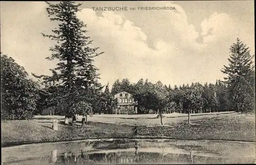 Ak Friedrichroda im Thüringer Wald, Gasthof Tanzbuche, Tannen, See