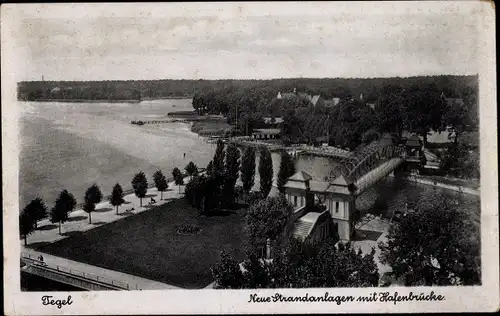 Ak Berlin Reinickendorf Tegel, Hafenbrücke, Neue Strandanlagen, Strandschloss