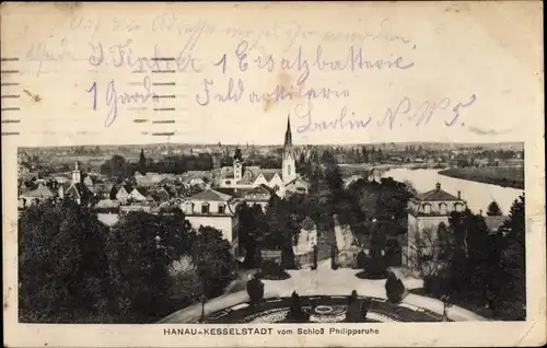 Ak Kesselstadt Hanau am Main, Blick vom Schloss Philippsruhe