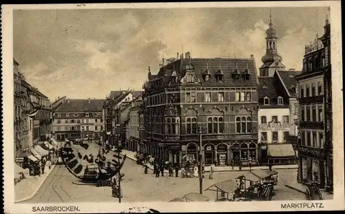 Ak Saarbrücken im Saarland, Marktplatz