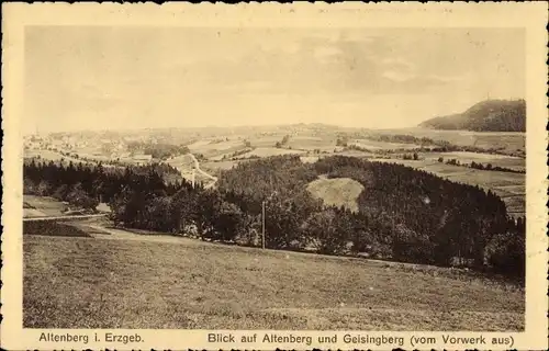 Ak Altenberg im Erzgebirge, Panorama mit Geisingberg vom Vorwerk aus