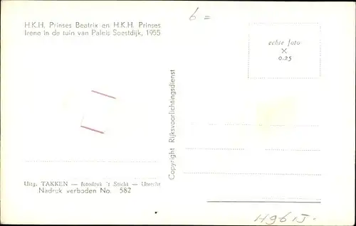 Ak Niederländisches Königshaus, Prinzessinnen Beatrix und Irene, Paleis Soestdijk 1955