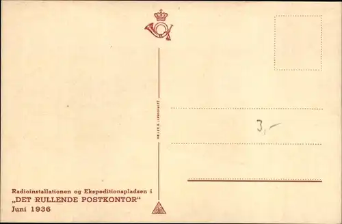 Ak Radioinstallationen og Ekspeditionspladsen i Det Rullende Postkontor, Juni 1936