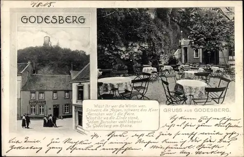 Ak Bad Godesberg Bonn am Rhein, Gasthof zum Godesberg, Gedicht, Godesburg