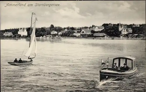 Ak Ammerland Münsing am Starnberger See Oberbayern, Segelboot