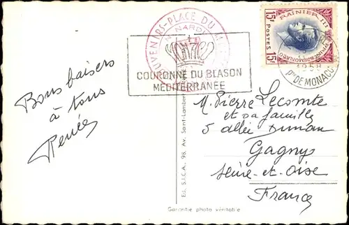 Ak Monaco, Le Palais du Prince, La releve de la Garde, Wappen