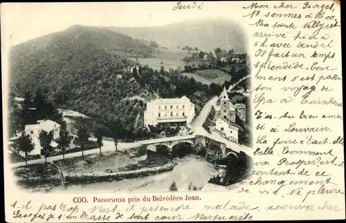 Ak Coo Stavelot Wallonien Lüttich, Panorama pris du Belvedere Jean