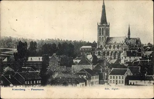 Ak Alsemberg Flämisch Brabant, Panorama, Kirche