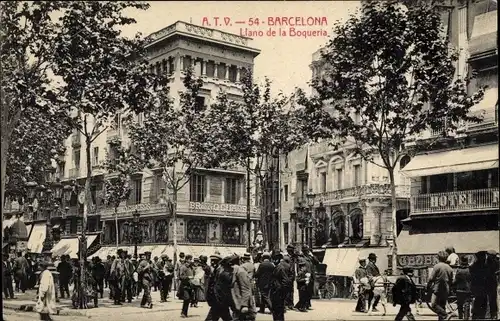 Ak Barcelona Katalonien Spanien, Llano de la Boqueria, Passanten