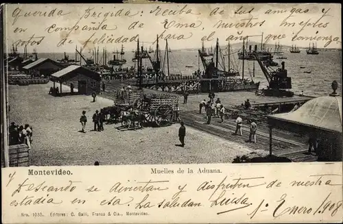 Ak Montevideo Uruguay, Muelles de la Aduana