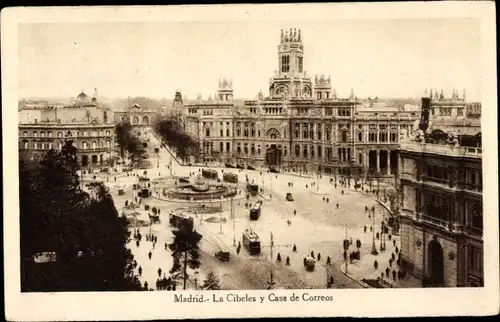 Ak Madrid Spanien, Las Cibeles y Casa de Correos