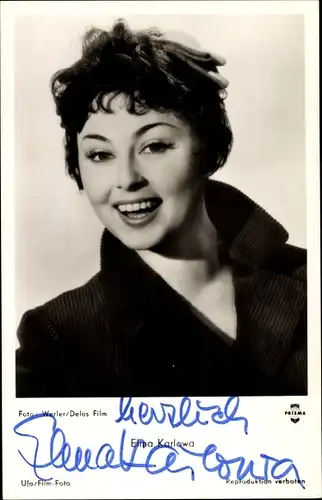Ak Schauspielerin Elma Karlowa, Portrait, Autogramm