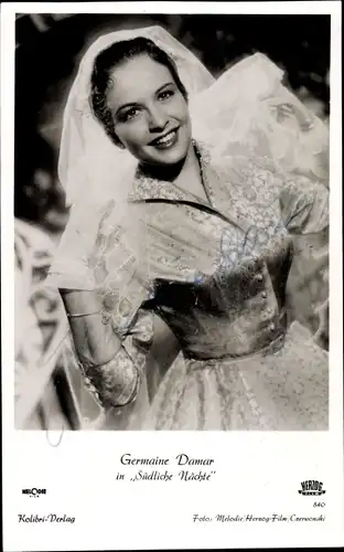 Ak Schauspielerin Germaine Damar, Autogramm, Portrait, Südliche Nächte