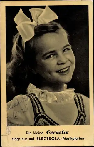 Ak Schauspielerin und Sängerin Cornelia Froboess, Kinderportrait, Electrola, Autogramm