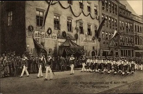 Ak Freiberg im Kreis Mittelsachsen, Letzte große Königs Bergparade 1905, Zug der Bergschmiede