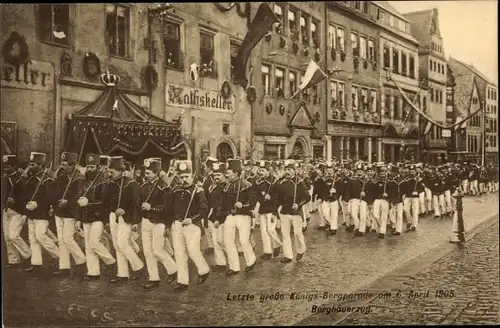 Ak Freiberg im Kreis Mittelsachsen, Letzte große Königs Bergparade 1905, Berghäuerzug