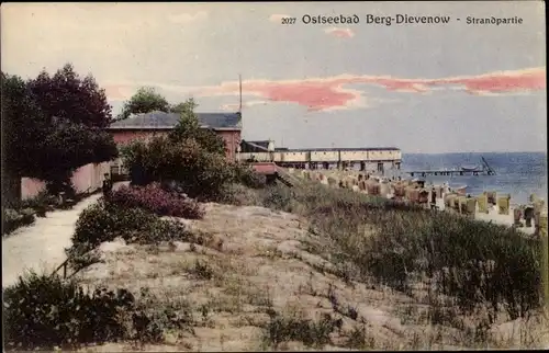 Ak Dziwnów Berg Dievenow in Pommern, Strandpartie
