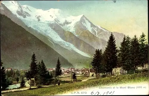 Ak Chamonix Mont Blanc Haute Savoie, Teilansicht
