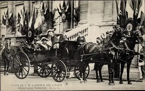 Ak Paris, Visite de S. M. Alphonse XIII, Depart pour Versailles