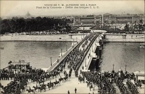 Ak Paris VIII Arrondissement Élysée, Visite de S. M. Alphonse XIII, Pont de la Concorde