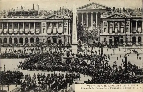 Ak Paris VIII Arrondissement Élysée, Visite de S. M. Alphonse XIII, Place de la Concorde