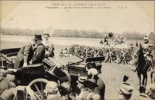 Ak Paris XII Vincennes, Visite de S. M. Alphonse XIII, Le Roi et le President