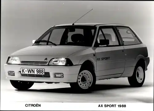 Foto Citroën AX Sport 1988, Auto, Frontansicht, Kennzeichen K-WN 988