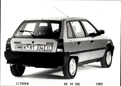 Foto Citroën AX 14 TRD 1989, Auto, Heckansicht, Kennzeichen K-RT 334