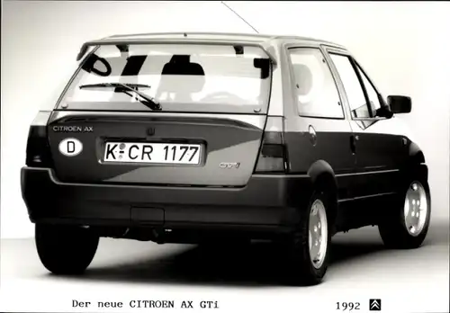 Foto Citroën AX GTi 1992, Auto, Heckansicht, Kennzeichen K-CR 1177
