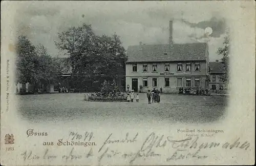 Mondschein Ak Schöningen am Elm, Solbad