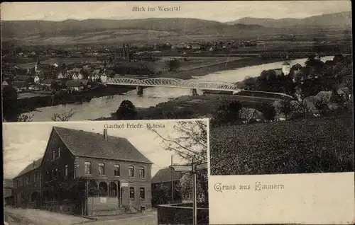 Ak Emmern Emmerthal Weser, Gasthof Friedr. Potesta, Blick ins Wesertal