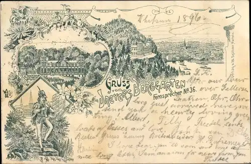 Litho Hameln an der Weser Niedersachsen, Dreyers Berggarten, Rattenfänger