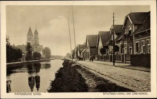 Ak Papenburg im Emsland, Splittingkanal am Obenende