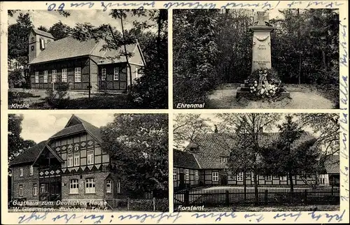 Ak Fuhrberg Burgwedel Niedersachsen, Gasthaus zum Deutschen Hause, Kirche, Ehrenmal, Forstamt