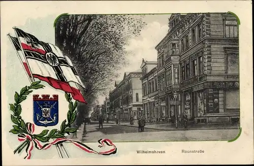 Wappen Passepartout Ak Wilhelmshaven in Niedersachsen, Roonstraße